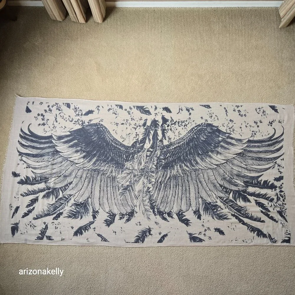 Cotton Scarf Angel Wings Bird Feathers